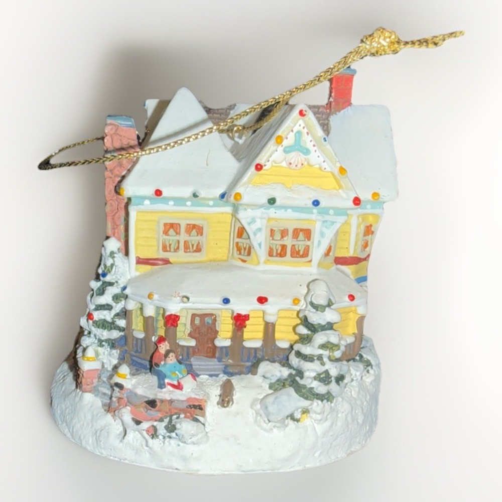 Thomas Kinkade Homestead Winter Memories Illuminated Ornament 2000 39202